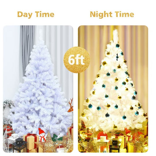 1 Pc 6 Feet White Christmas Tree With Metal Stand Simple And Unlit Tree