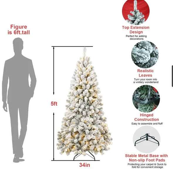 5ft Pre-lit Flocked Artificial Christmas Tree