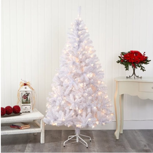 1 Pc 6 Feet White Christmas Tree With Metal Stand Simple And Unlit Tree