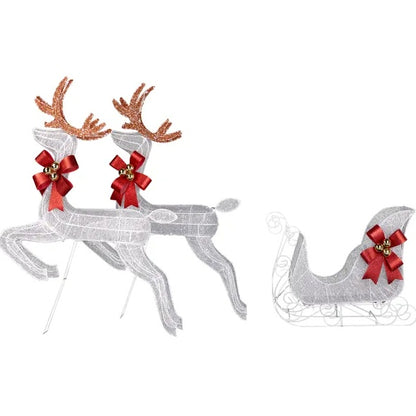 3-Piece Lighted Set Of 2 Reindeer