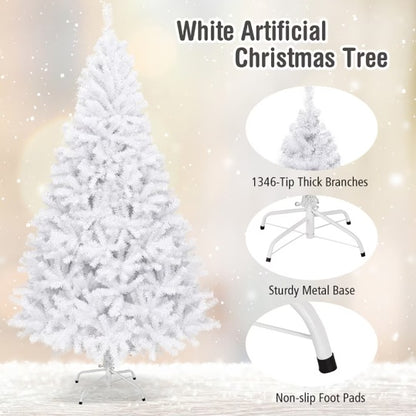 1 Pc 6 Feet White Christmas Tree With Metal Stand Simple And Unlit Tree