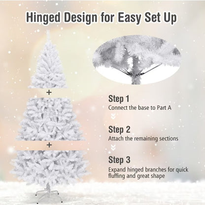 1 Pc 6 Feet White Christmas Tree With Metal Stand Simple And Unlit Tree