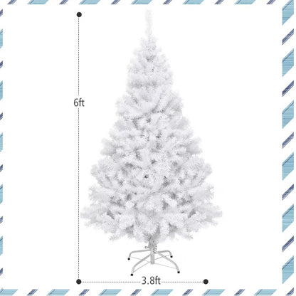 1 Pc 6 Feet White Christmas Tree With Metal Stand Simple And Unlit Tree